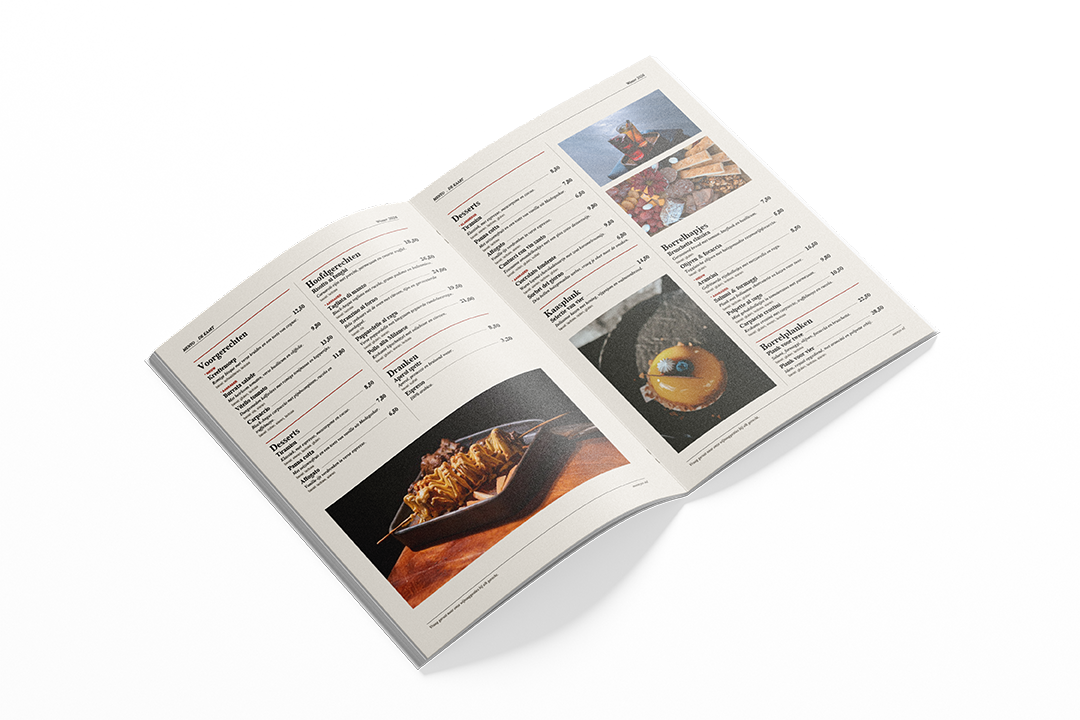 Classic paper restaurant menu